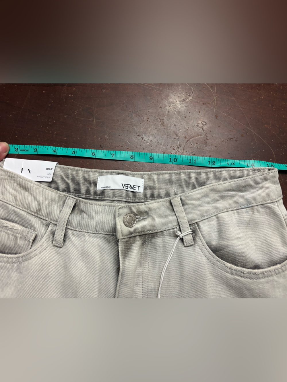 Vervet 29 vintage Leslie flare gray 34” inseam tall girl BNWT Beachy western - Picture 5 of 11